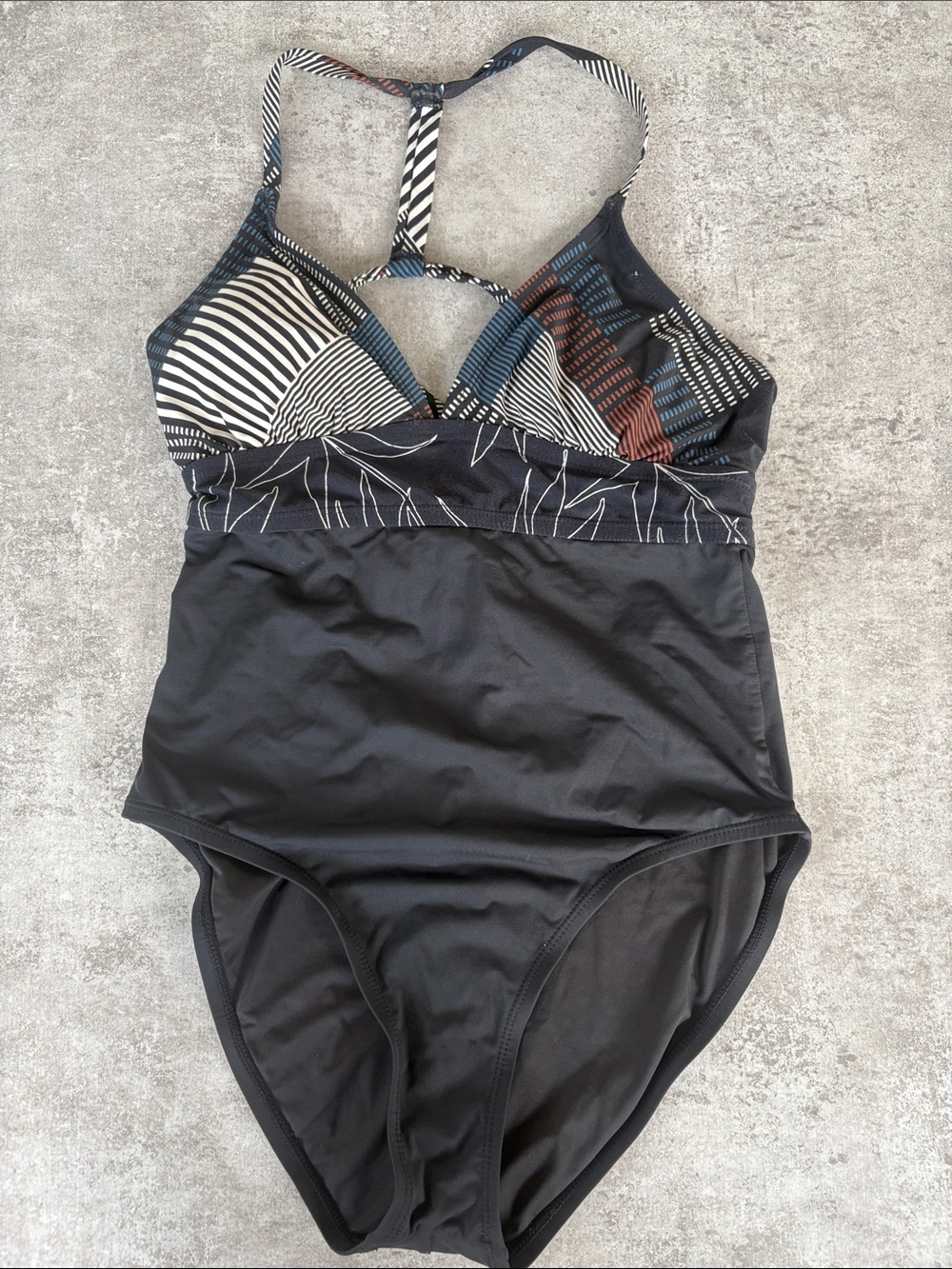 Carve Designs Black One-Piece Swim with Patterned Bust - M